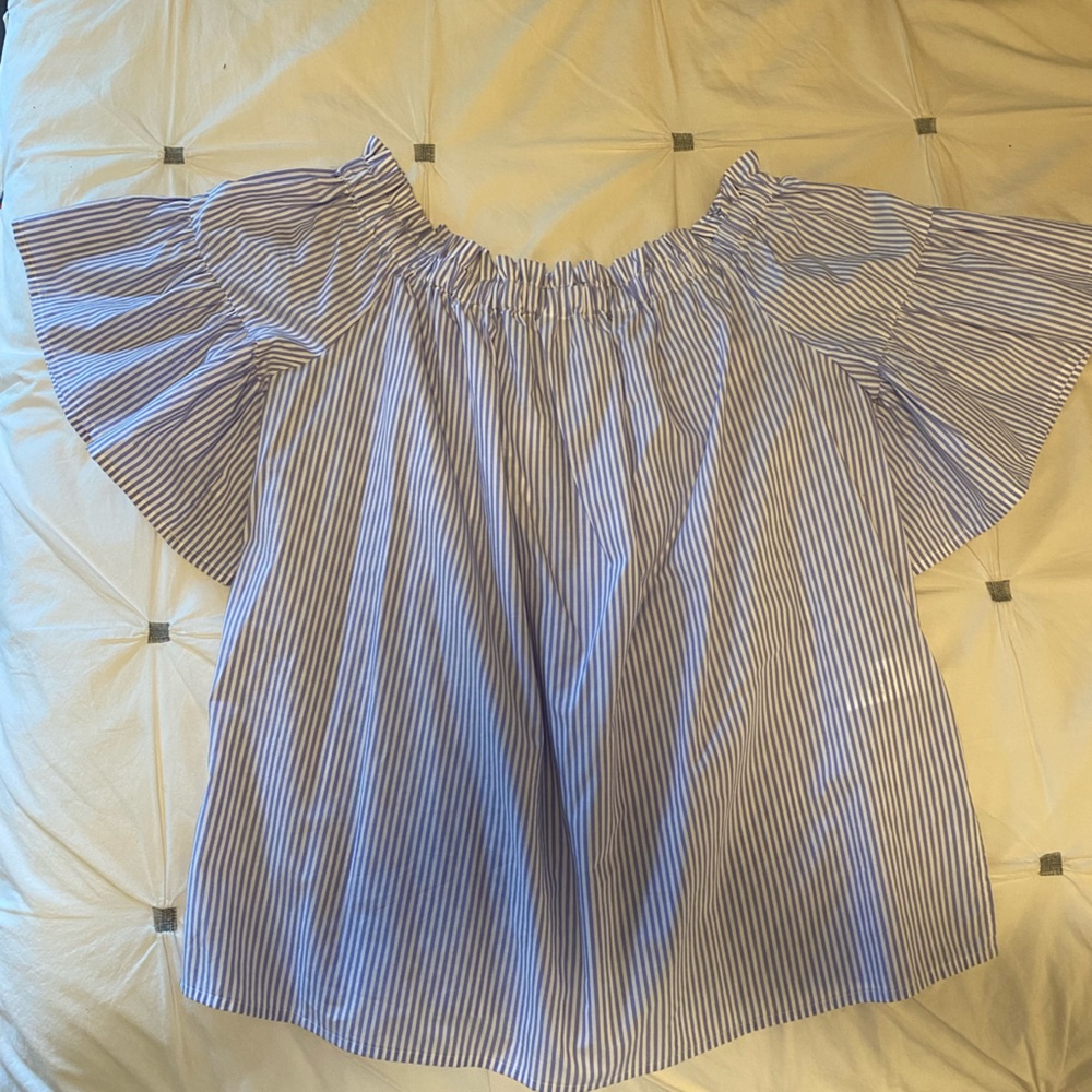 Kate Spade blue and white striped shirt